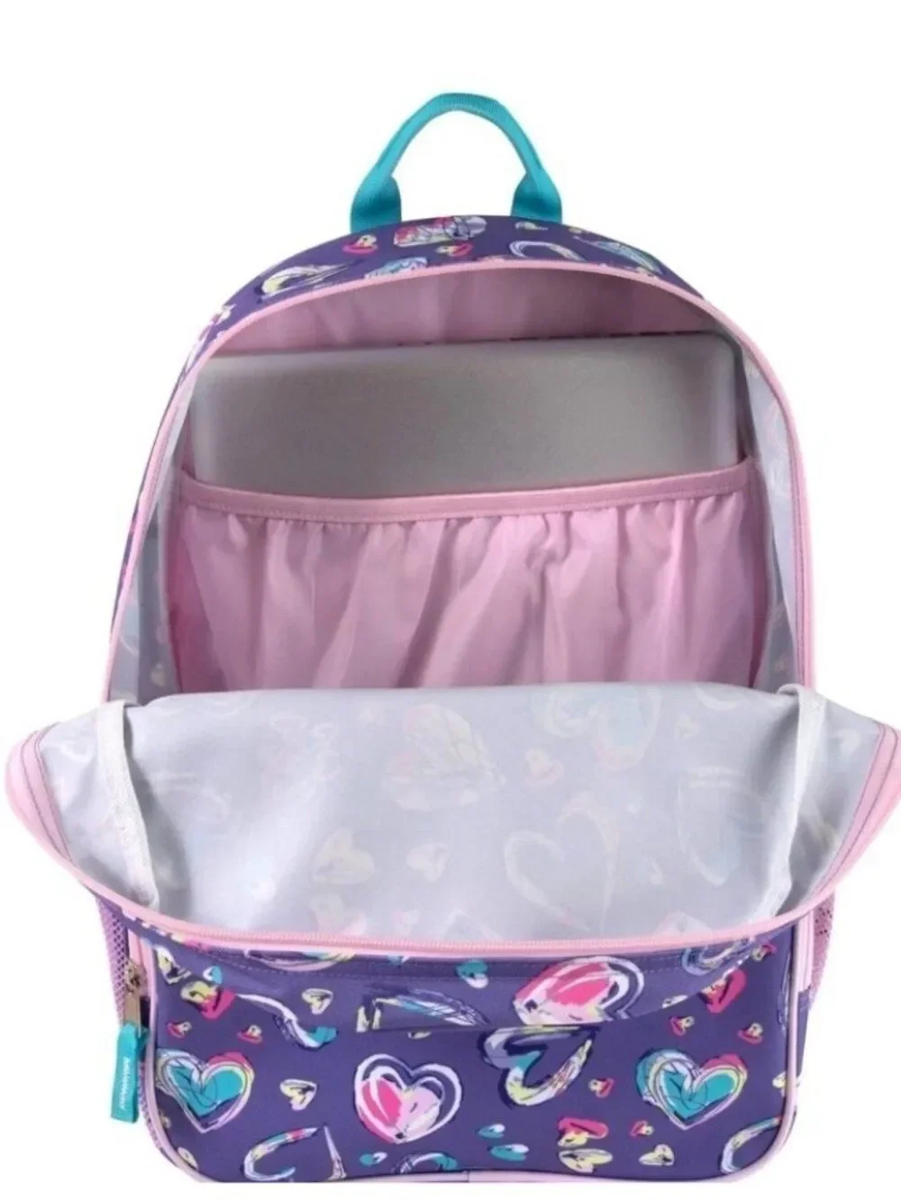 Purple Hearts Backpack  Toddler Kids Girls School Bag Side Pockets Padded Laptop